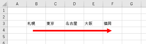 横方向にデータを入力したいとき