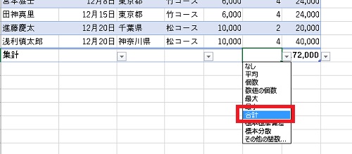 Excelテーブル機能 手順4